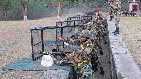 Agniveer recruits take part in evaluation training.