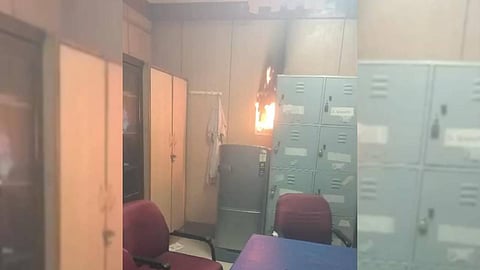 The fire was triggered by a short circuit at one of the switch boards behind a refrigerator in the seminar room of MBCC block. 