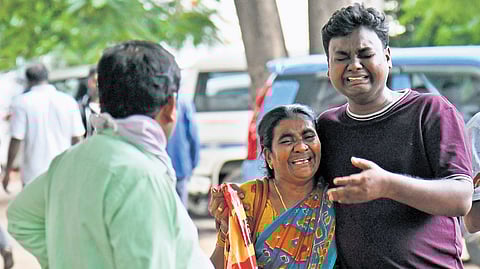 Immanuel, brother of one of the deceased, at the Patancheru hospital mortuary on Tuesday