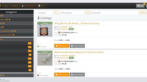 Darknet page where drugs were sold.