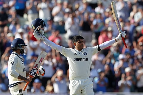 India captain Shubman Gill celebrates his century in Edgbaston