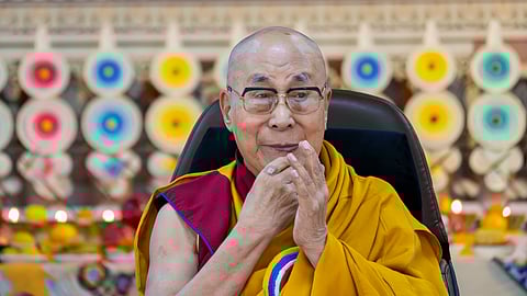 Tibetan spiritual leader the Dalai Lama presides over an event celebrating his 90th birthday according to a Tibetan calendar in Dharamshala, India, Monday, June 30, 2025, ahead of his birthday according to the Gregorian calendar on July 6.
