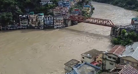 Water levels continue to raise in the Alaknanda river in Rudraprayag amid incessant rains.