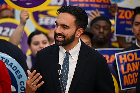 From left, Independent candidate Andrew Cuomo, Democratic candidate Zohran Mamdani and Republican candidate Curtis Sliwa participate in a second New York City mayoral debate at LaGuardia Community College in the Queens borough of New York, Wednesday, Oct. 22, 2025.