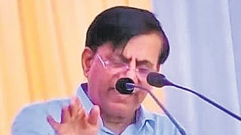 CM’s economic advisor and Yelburga MLA Basavaraj Rayareddy speaks at a function at Rayavaniki village in Koppal district on Sunday.