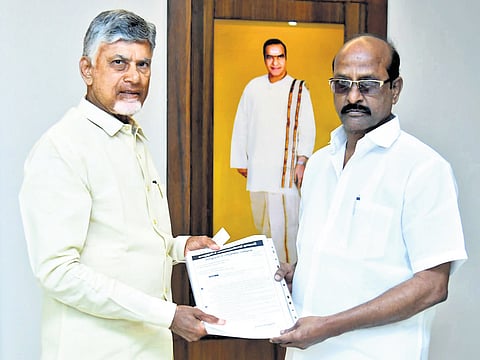 Panchayat Raj Chamber State president YVB Rajendra Prasad met Chief Minister Nara Chandrababu Naidu, and requested funds for panchayats on Saturday