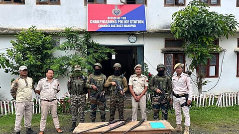 Security forces recovered arms and ammunition from different locations in Chandel district.