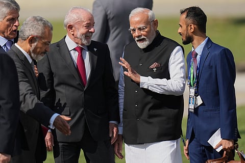 Prime Minister Narendra Modi addresses the session on 'Environment, COP30, and Global Health' at the BRICS Summit 2025 in Rio de Janeiro, Brazil, July 7, 2025.