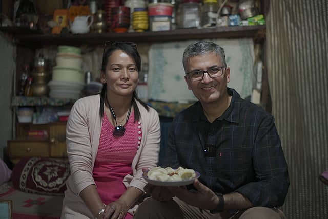 With Kesang Bodh, owner of Kalzang dhaba