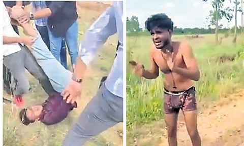 Video grabs of the youth assaulting and stripping Kushal in Aluru near Bengaluru