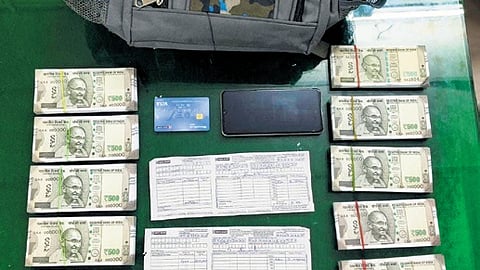 The counterfeit currency notes seized by  the police on Tuesday 