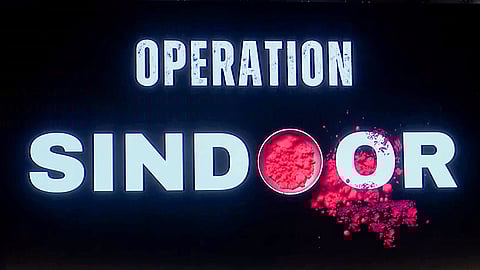 In this May 7, 2025, photo, ‘Operation Sindoor' is displayed on the screen during a press briefing after the Pahalgam terror attack at the National Media Centre in New Delhi.