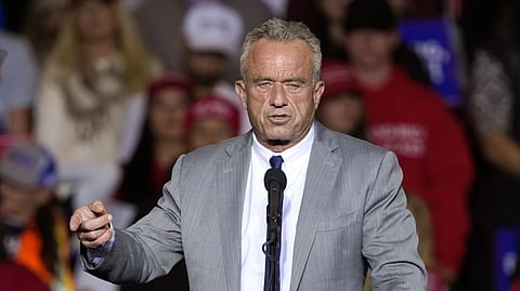Robert F. Kennedy Jr., speaks before Republican presidential nominee former President Donald Trump at a campaign event Nov. 1, 2024, in Milwaukee. 