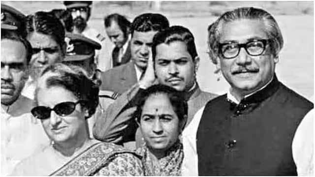 Sheikh Mujib with the late Indian Prime Minister Indira Gandhi

