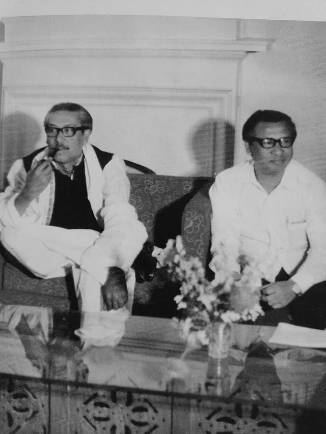 The old bonhomie is missing between the two closest party comrades when Mujib, a day after his arrival in Dhaka, came calling at Tajuddin Ahmed's residence. 
