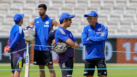 India head coach Gautam Gamhir with chairman of selectors Ajit Agarkar at Lord's on Wednesday