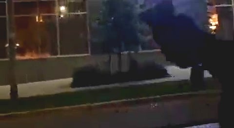 Visuals shared on social media show the assailant aiming at the cafe from a moving car.
