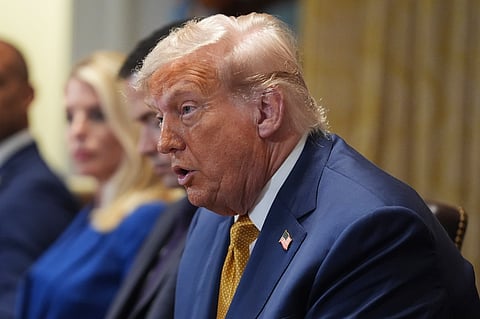 President Donald Trump speaks during an AI summit at the Andrew W. Mellon Auditorium, Wednesday, July 23, 2025, in Washington.
