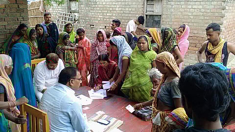 BLOs fill and collect the counting forms from the electors in the Patepur block of Vaishali, on Thursday, July 11, 2025.