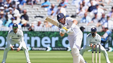 Joe Root on his way to patient 99 against India in third Test on Thursday