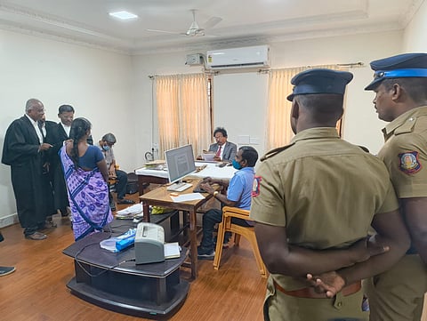 The widow of a van driver who died after he was allegedly beaten up by three police personnel in Sankarankovil in March 2024 following a freak accident 