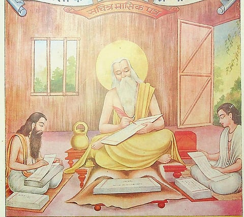 Maharishi Ved Vyasa reviewing Mahabharata