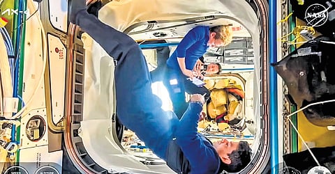 Axiom-4 mission crew member and astronaut Shubhanshu Shukla reaches Earth with other crew members of the mission after the Dragon spacecraft splashed down off California.
