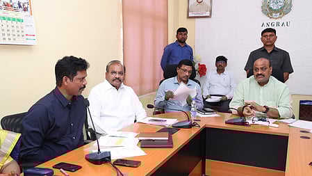 Agriculture Minister K Atchannaidu held a review meeting with agriculture department officials on tobacco procurement at Acharya NG Ranga University. 