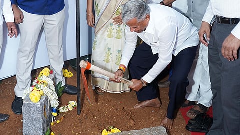 Union Minister of State for Railways V Somanna with others during the ground breaking for an railway underpass at Chellaghatta on Myore Raod in Bengaluru.