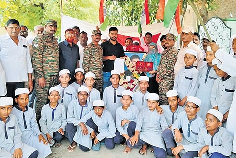 Union Minister Mansukh Mandaviya and Minister of State for Defence Sanjay Seth laid wreaths at the Kargil War Memorial.