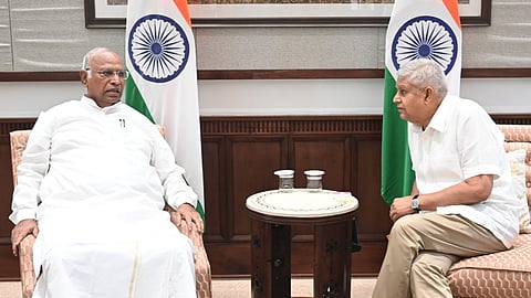 Mallikarjun Kharge meets Vice-President Jagdeep Dhankhar ahead of the Monsoon session.