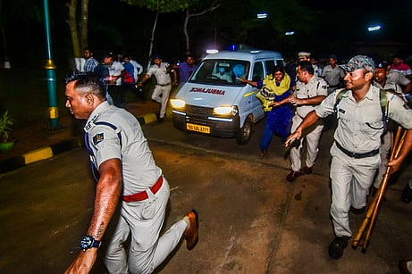 Balasore FM Autonomous College self-immolation case victim's mortal remains being taken from burn unit to mortuary for pos