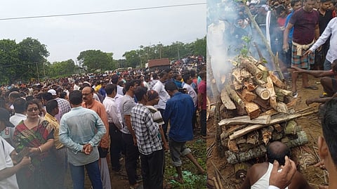 Last rights of the deceased self-immolation case victim performed at Palasia Village under Bhograi block in Balasore district of Odisha.