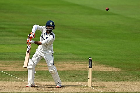 India's Ravindra Jadeja plays a shot during the fifth day of the third cricket test match between England and India at Lord's cricket ground in London, Monday, July 14, 2025. 