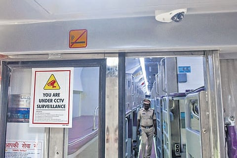 CCTVs setup in railway coaches in Vijayawada on Wednesday 