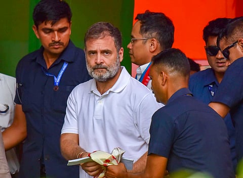 Congress leader and LoP in Lok Sabha Rahul Gandhi during a party workers' meeting, at Chaygaon, near Guwahati, Wednesday, July 16, 2025.