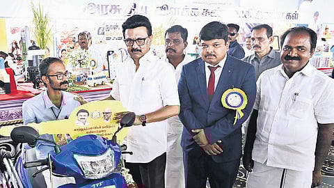 Chief Minister MK Stalin distributed assistance worth `271.24 crore to 54,461 beneficiaries at the government event in Mayiladuthurai on Wednesday 