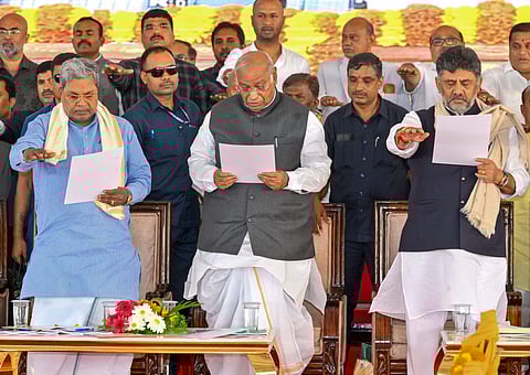 Mallikarjun Kharge, Siddaramaiah, D.K. Shivakumar