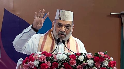 Union Home Minister Amit Shah addresses the gathering during Uttarakhand Nivesh Utsav Samaroh, in Rudrapur, Saturday, July 19, 2025. 