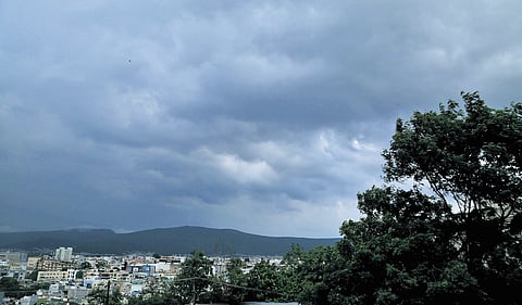 Dark clouds hover over Visakhapatnam on Sunday.