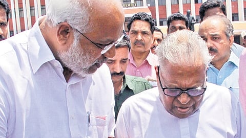 V S Achuthanandan with CPM General Secretary MA Baby