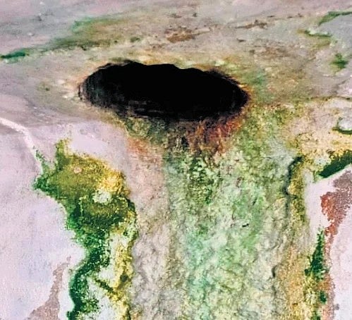 leachate deposits formed around drains