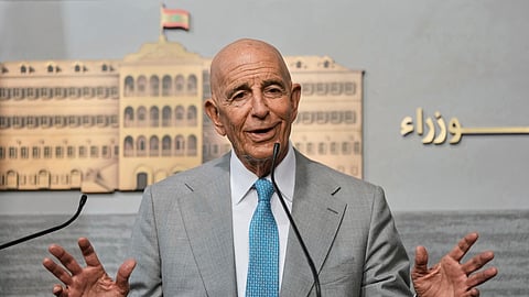 U.S. Ambassador to Turkey and Special Envoy to Syria Tom Barrack speaks during a press conference at the government palace in Beirut, Lebanon, Monday, July 21, 2025.