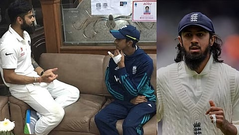 Teenaged Haseeb Hameed with then India captain Virat Kohli during 2016 tour