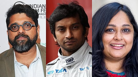 (L to R) Mahesh Narayanan, Narain Karthikeyan, Shalini Usha Devi