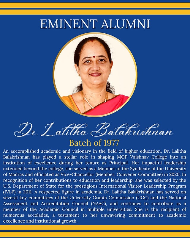 Dr Lalitha Balakrishnan