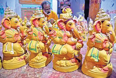 Eco-friendly Ganesha idols