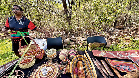 Mats made using screw pine leaves;  