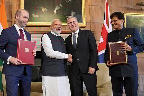 The agreement was signed by Union Minister Piyush Goyal and his British counterpart Jonathan Reynolds, in the presence of Prime Minister Narendra Modi and UK Prime Minister Keir Starmer. 
