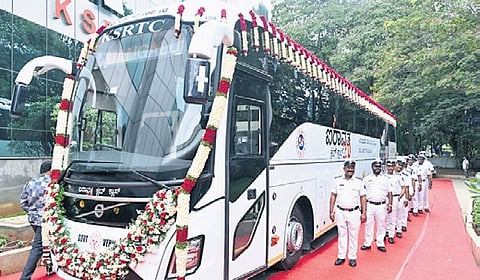 An Airavat bus launched at the KSRTC head office on Friday.